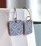 Grey square drop earrings