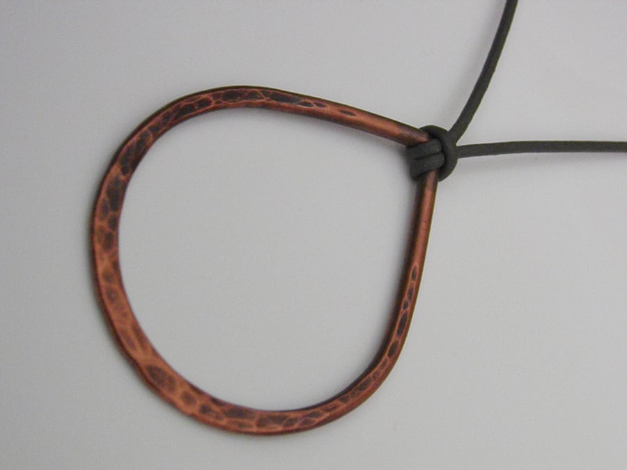 Copper Necklace on Leather Large