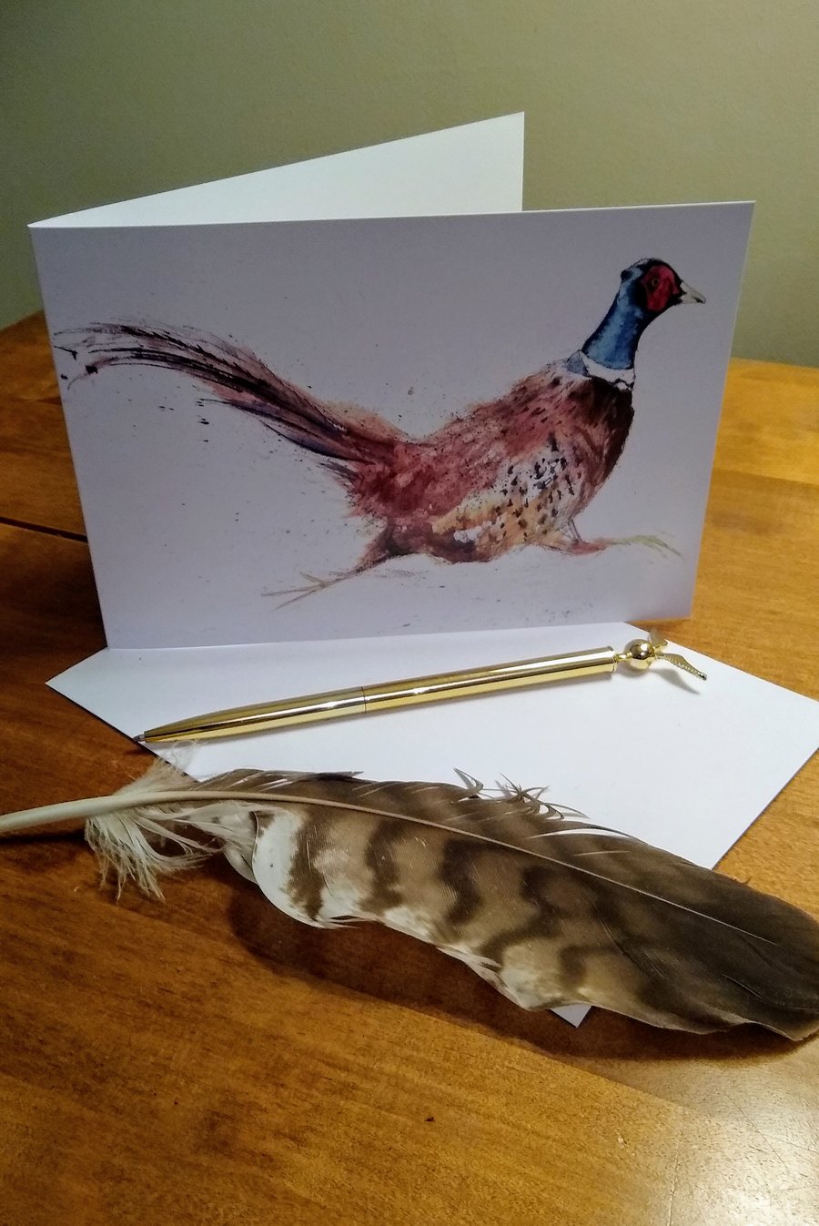 Pheasant Art Print greetings card, blank inside
