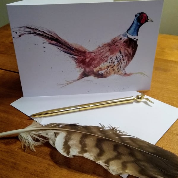 Pheasant Art Print greetings card, blank inside