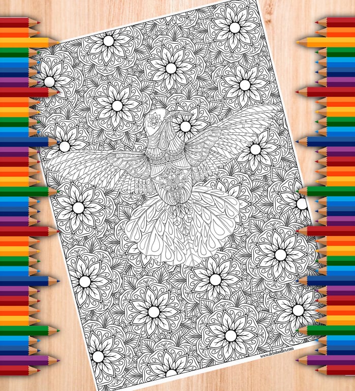 Digital Colouring Page - Hummingbird