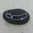Sterling Silver Curved Wire And Silver Rock Necklace 