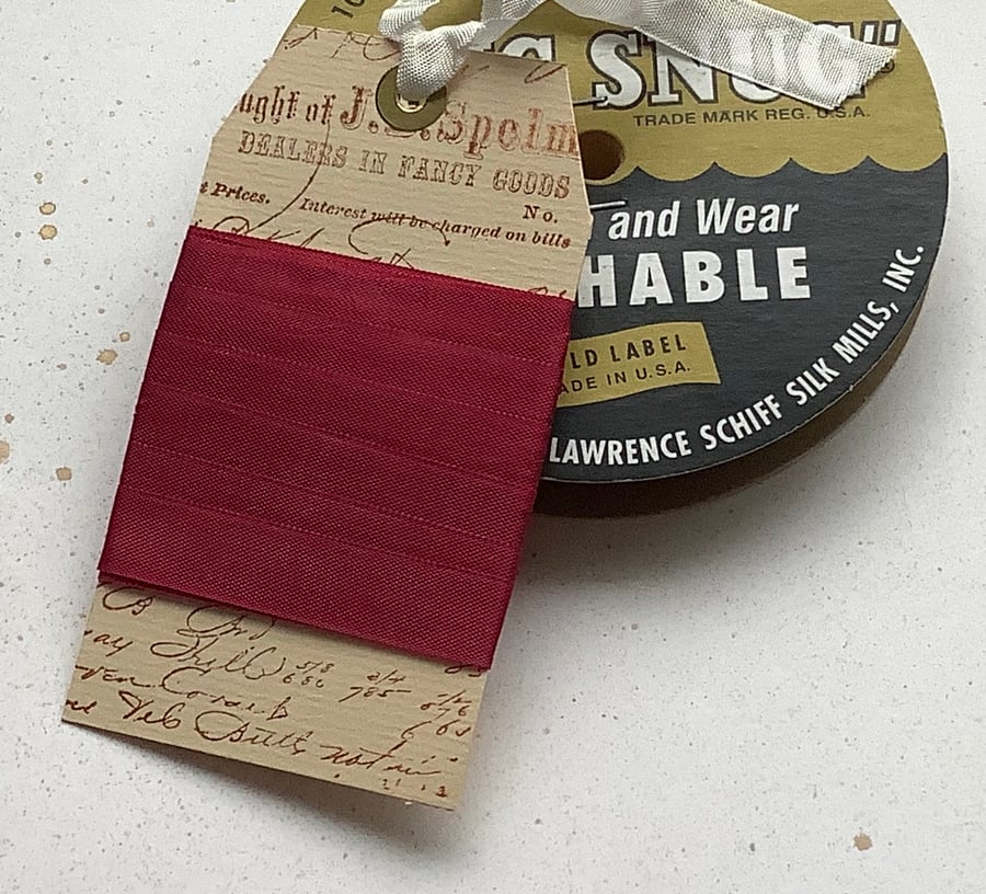 VINTAGE -STYLE ribbon . 4 yds. ( silky, seam binding ).'Rosehip '