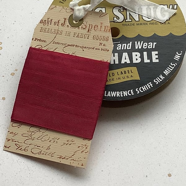 VINTAGE -STYLE ribbon . 4 yds. ( silky, seam binding ).'Rosehip '