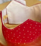 Pick and Mix Reusable Christmas Crown. Red linen with cream stars. Slight second