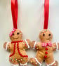 Pair of felt gingerbread Christmas decorations 