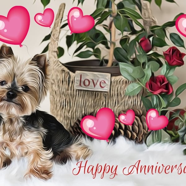 Yorkshire Terrier Anniversary Dog Card A5