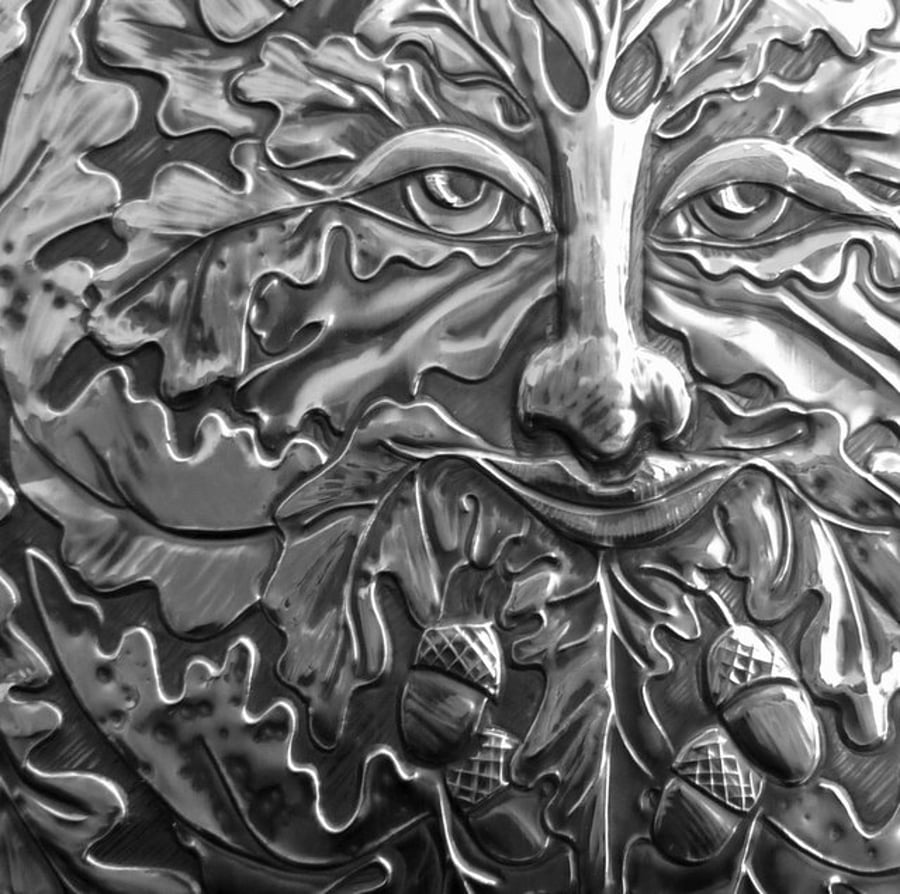 Green man metal wall art