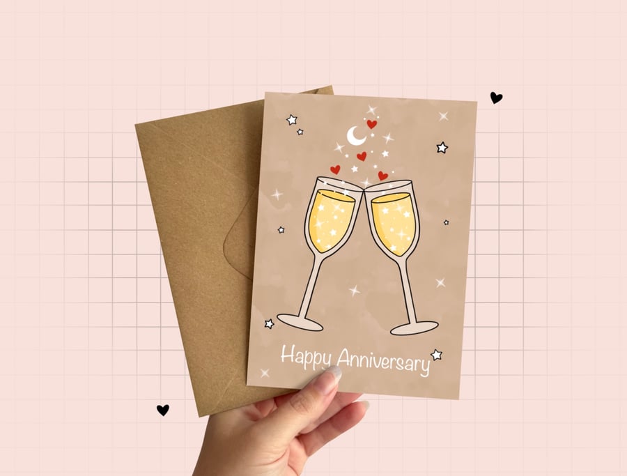 Image of Happy Anniversary Greeting Card, Golden Wedding Anniversary. 