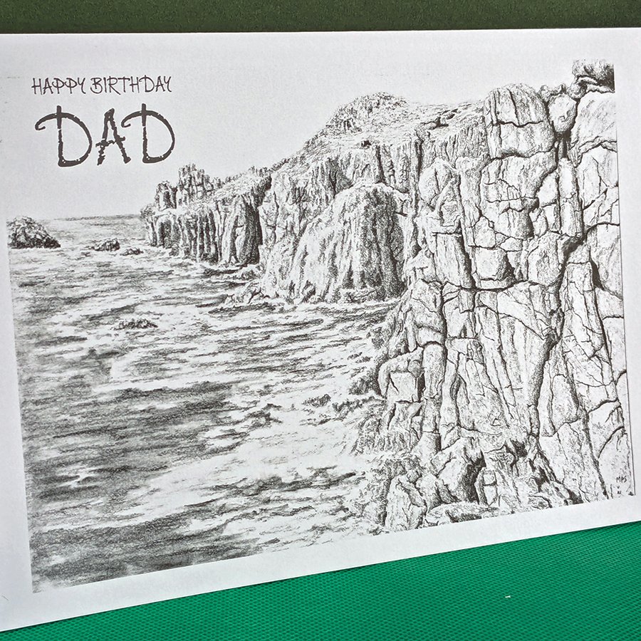 Image of Cornish Coastline Art Card: Blank or Personalised A5-Size Greetings Card