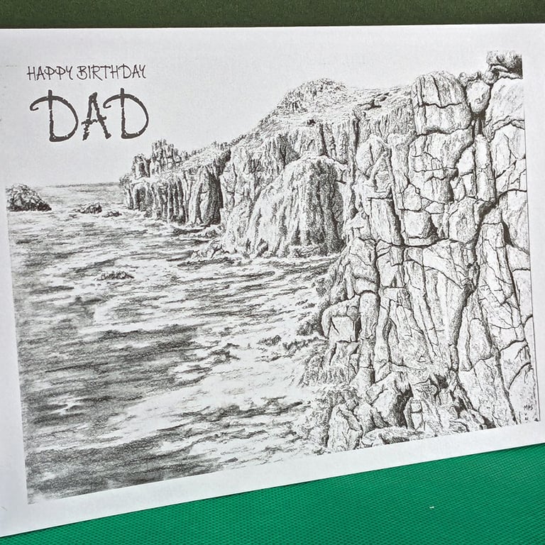 Cornish Coastline Art Card: Blank or Personalised A5-Size Greetings Card