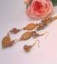 Honey Jade Bead and Gold Crystal Necklace and Earrings Set, Gift for Her - Image 10