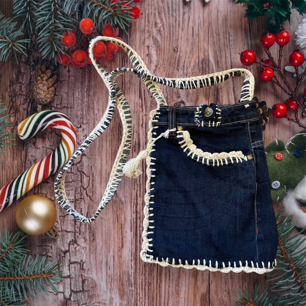 Denim HandBag, Retro Bag, Boho Bag, Crossbody Bag, Upcycle