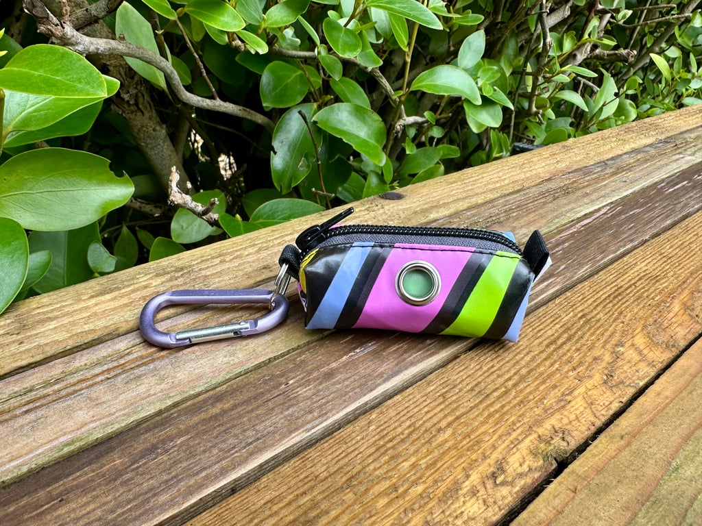 Repurposed Dog Poo Bag Holder Made From Pool Toy - Abstract Stripes