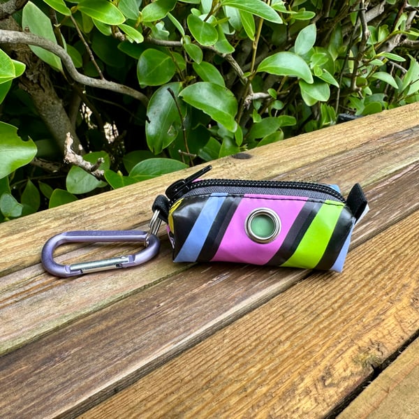 Repurposed Dog Poo Bag Holder Made From Pool Toy - Abstract Stripes