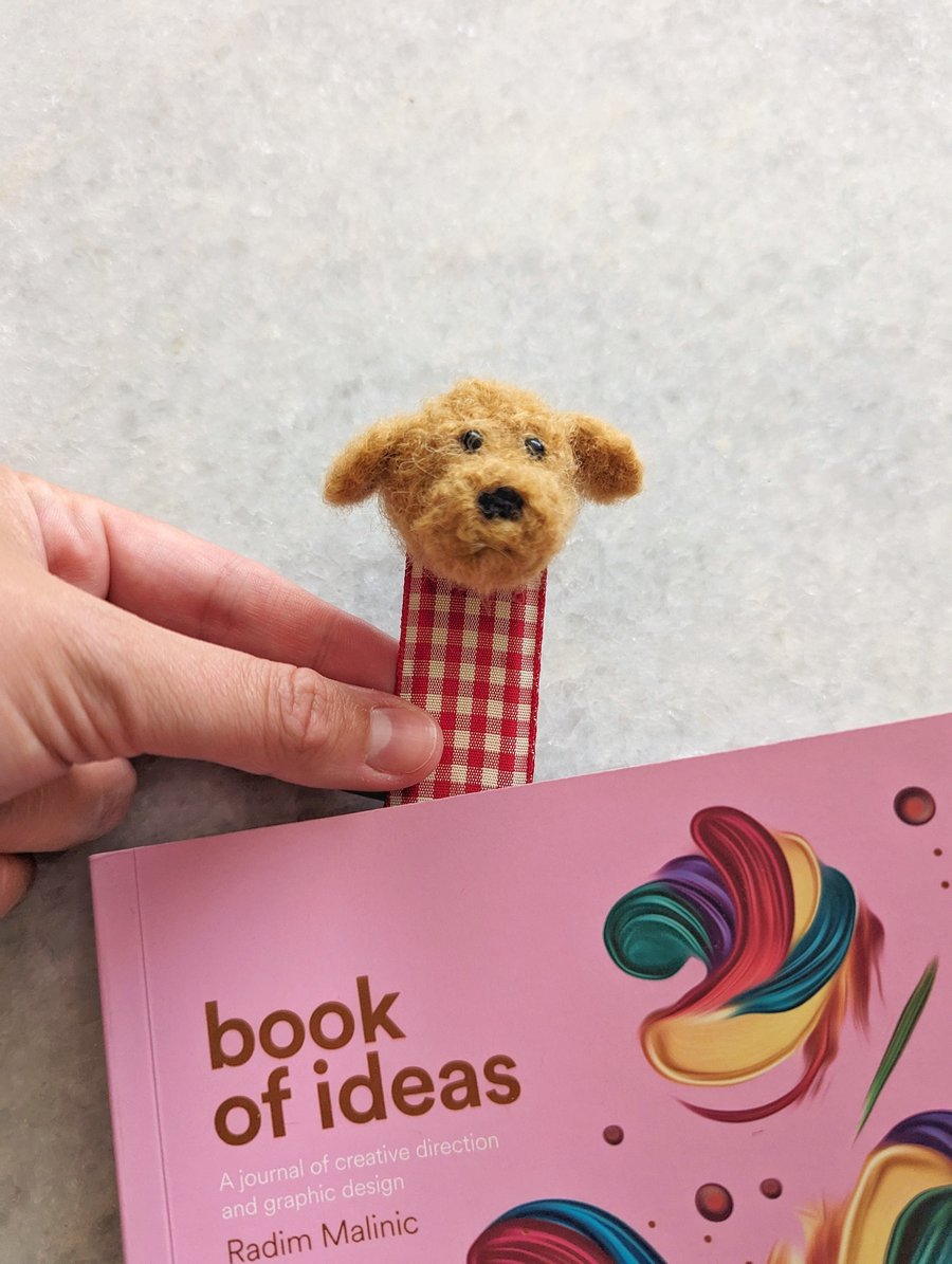 Handmade Bookmark - Cute Cockapoo Dog Needle Felt Book Accessory
