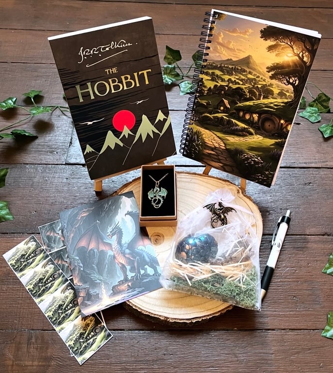 The Hobbit Book Bundle, deluxe bundle, handmade necklace, fantasy books