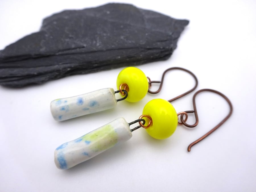 yellow ceramic earrings