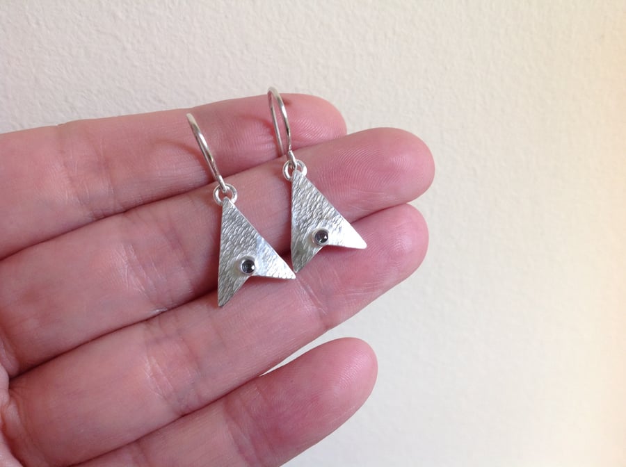Sterling silver Mystic fire Topaz Moth wing shaped earrings