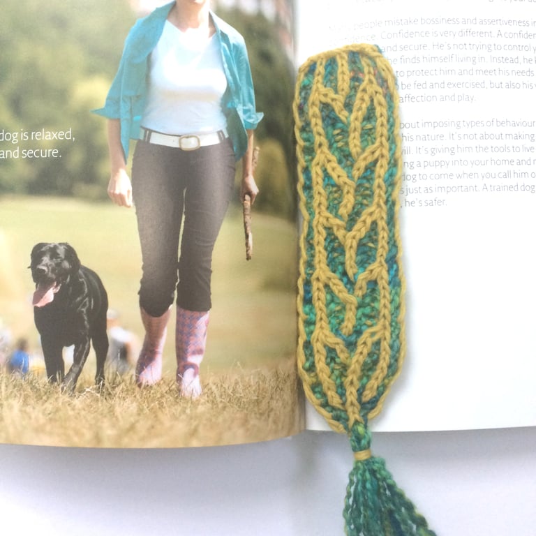 Hand knit book mark