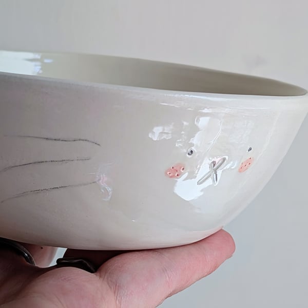 Ceramic Bunny Rabbit Bowl - Handmade Pottery Dish