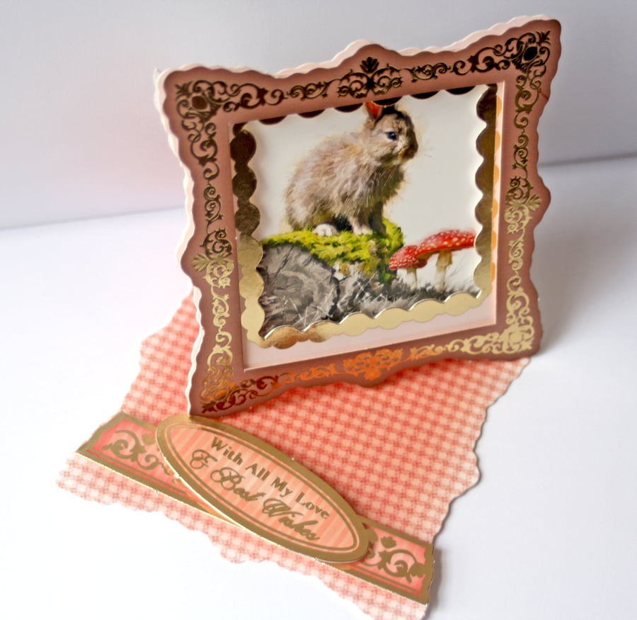 Rabbit wildlife twist Easel card