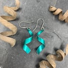 aluminium spiral dangly earrings in teal