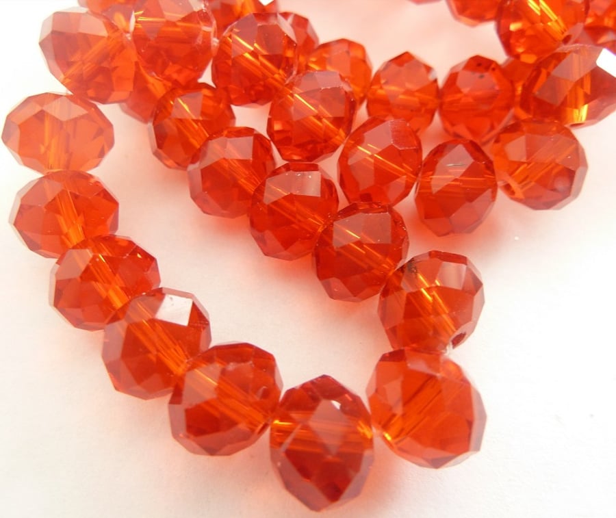 red crystal glass rondelles