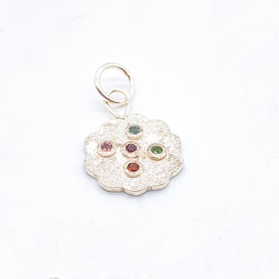 Tourmaline Sterling Silver Flower Pendant