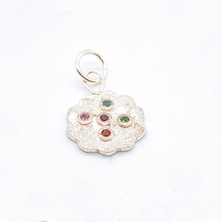 Tourmaline Sterling Silver Flower Pendant
