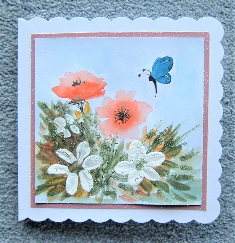 original art hand painted greetings card ( ref F 489)
