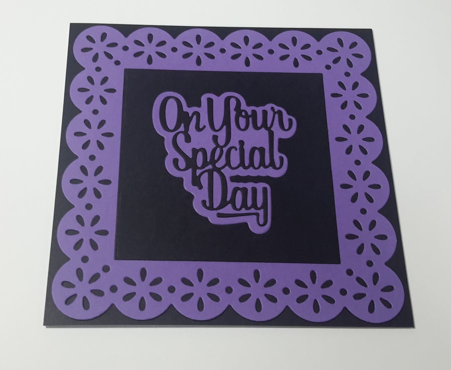 On Your Special Day Greeting Card - Black and Purple