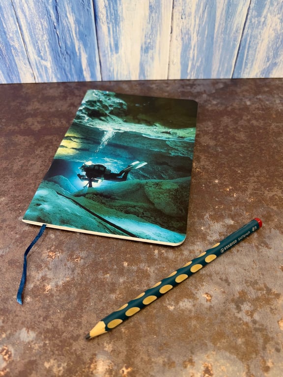 Notebook, Marine themed, A5 (ish), made from up-cycled and recycled materials.
