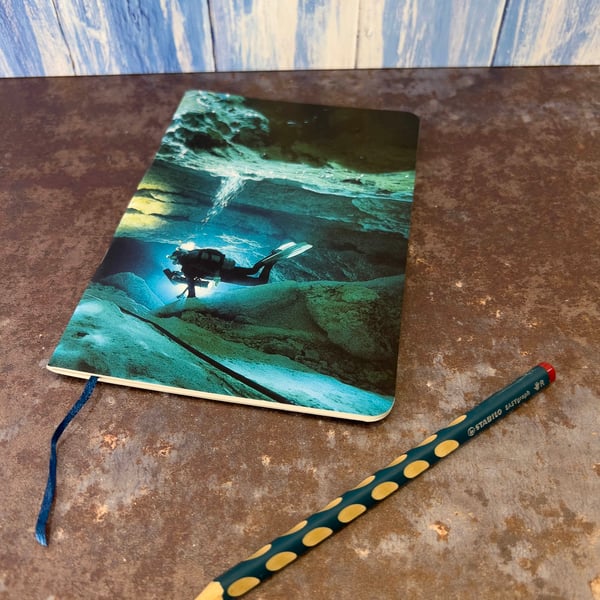 Notebook, Marine themed, A5 (ish), made from up-cycled and recycled materials.