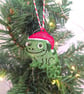 Embroidered hanging Chameleon for the christmas tree, fun playful decoration - Image 1