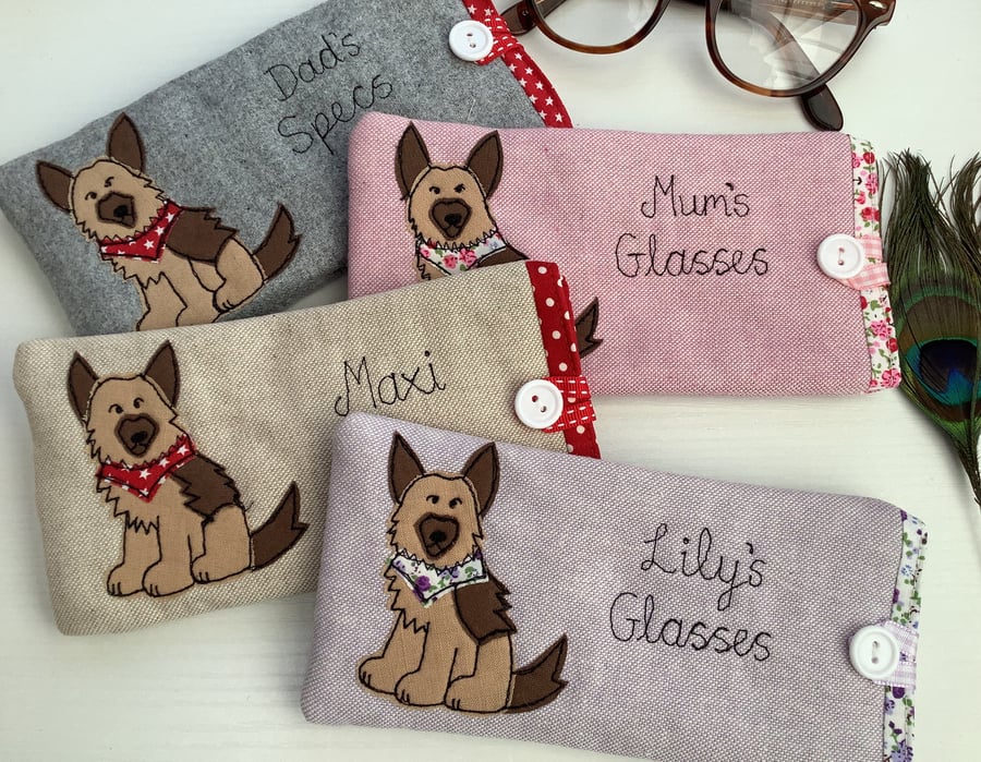 Personalised Alsatian German Shepherd Dog Glasses Spectacles Case
