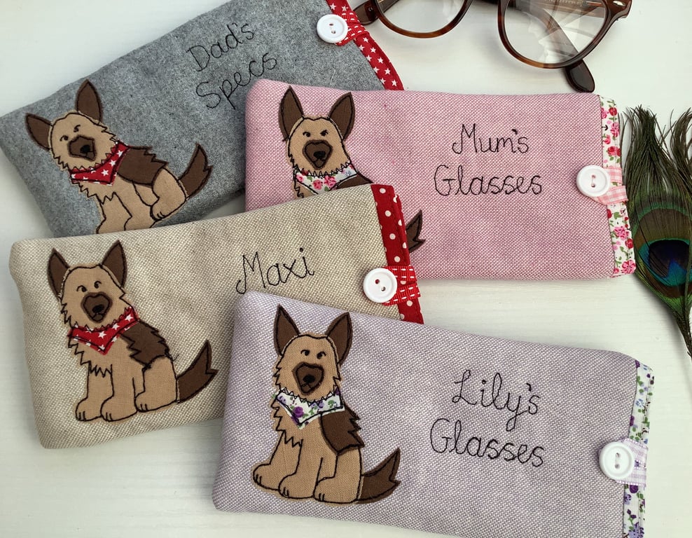 Personalised Alsatian German Shepherd Dog Glasses Spectacles Case