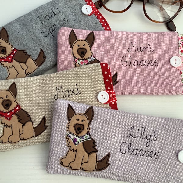 Personalised Alsatian German Shepherd Dog Glasses Spectacles Case