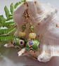 Hand Made Polymer Clay Beads, Yellow Jade & Peridot Gold Plate Earrings