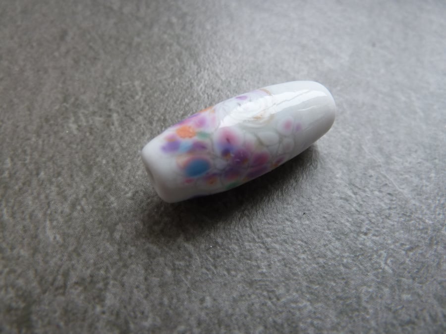 handmade lampwork grey glass focal bead