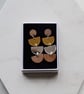 Statement earrings in walnut wood with silver and gold mirror acrylic - Image 3