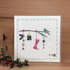 Christmas twig hand embroidered card