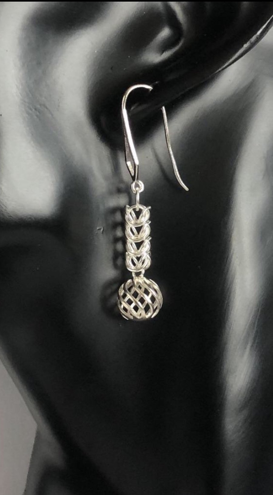 Long Sterling Silver Chainmaille Earrings