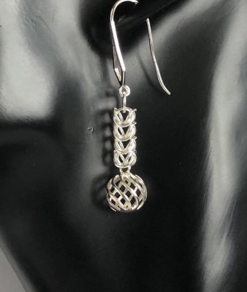 Long Sterling Silver Chainmaille Earrings