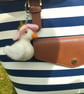 Needle felted flower duck keychain 