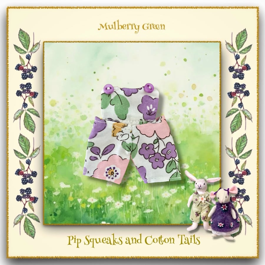 Lavender and Pink Flowered Dungarees to fit the Pip Squeaks and Cotton Tails 