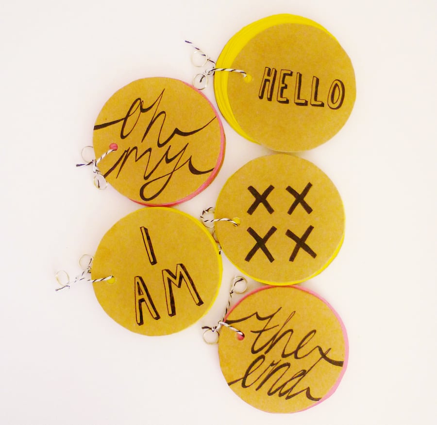 Free Postage - Circular Notebooks with hand drawn lettering