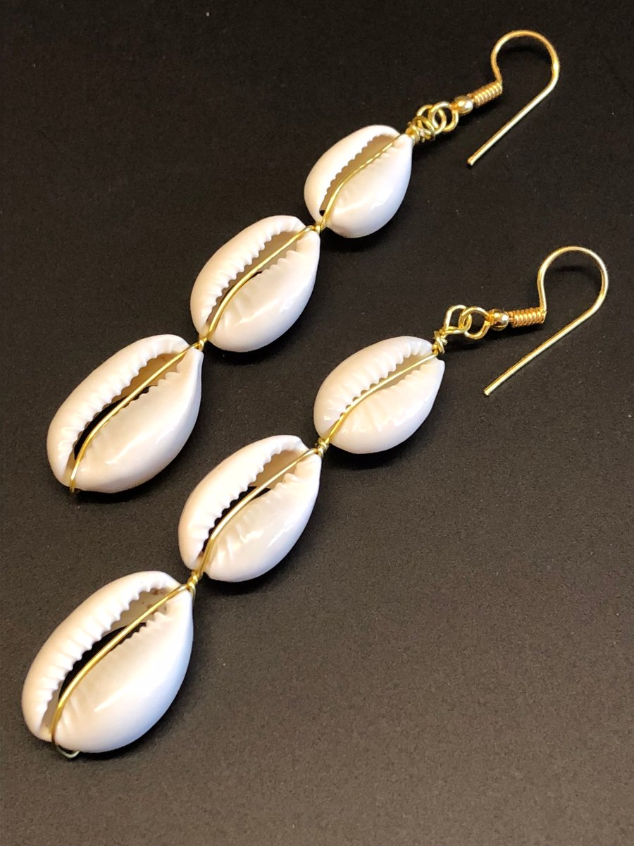 Bohemian Natural Cowrie Shell Drop Earrings 