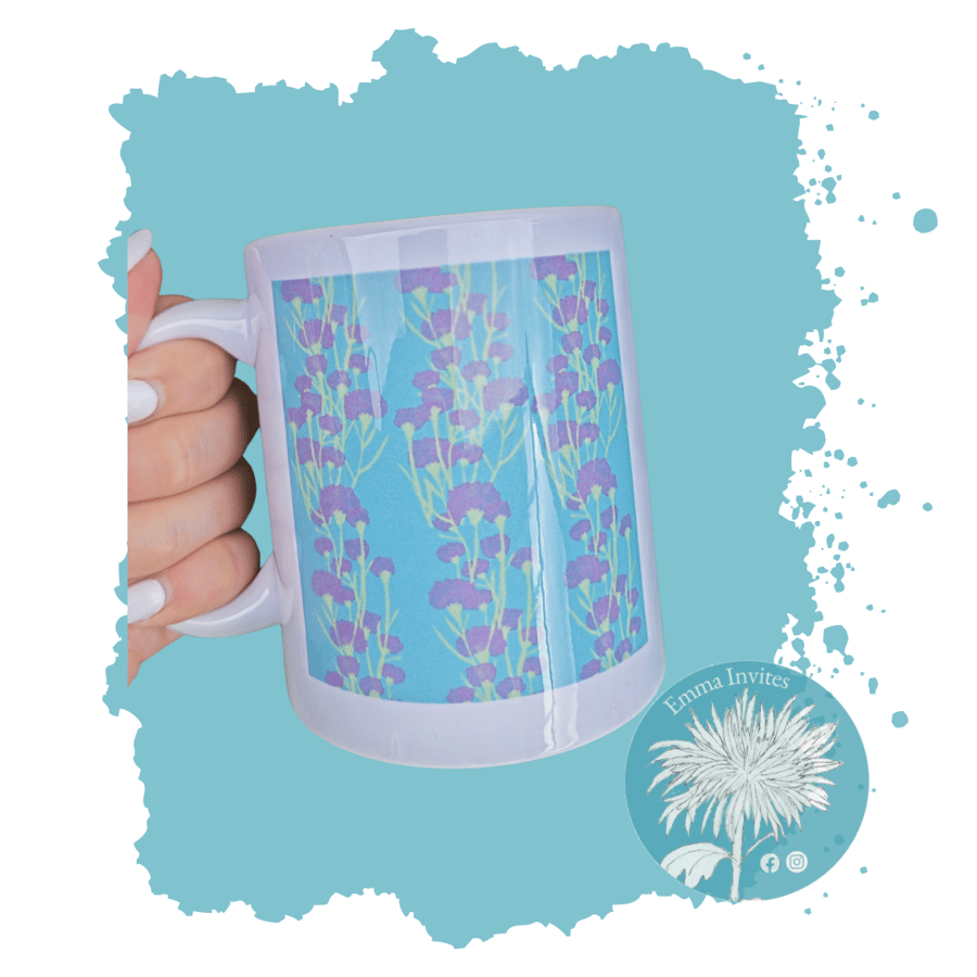 Light blue carnation pattern mug