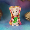 Tiny Mouse 'Missie' with lettuce leaf OOAK Sculpt by Ann Galvin
